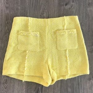 Zara Yellow Tweed Shorts M